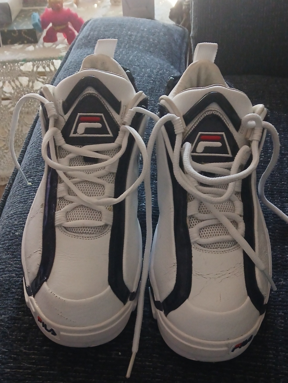 Fila Men's White and Navy Chunky Lace-Up Sneakers